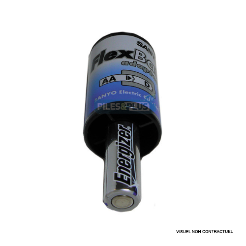 Adaptateur AA / D : transforme une pile AA en pile D - par 2