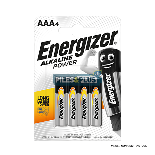 Piles AAA LR03 Alcalines Power Energizer - par 4