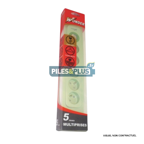 Bloc Multiprises 5 prises secteur + interrupteur - VERT