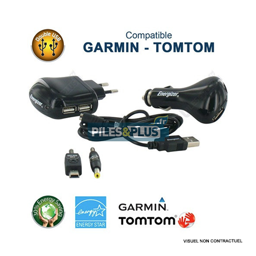 Chargeur Energizer 3 en 1 2USB Allume-cigare pour GPS