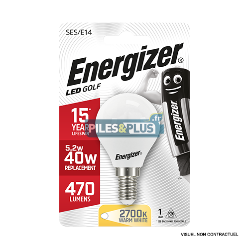 Ampoule LED Sphérique E14 470lm 5.2W/40W Energizer BL1