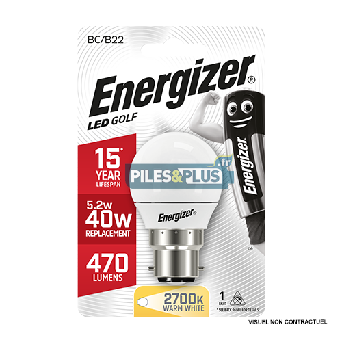 Ampoule LED Sphérique B22 470lm 5.2W/40W Energizer BL1