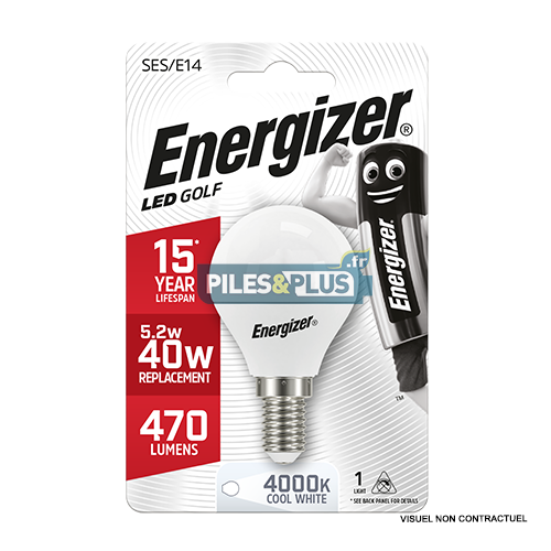 Ampoule LED Sphérique E14 470lm 5.2W/40W Energizer BL1