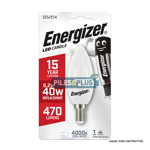 Ampoule LED Flamme E14 470lm 5.2W/40W Energizer BL1