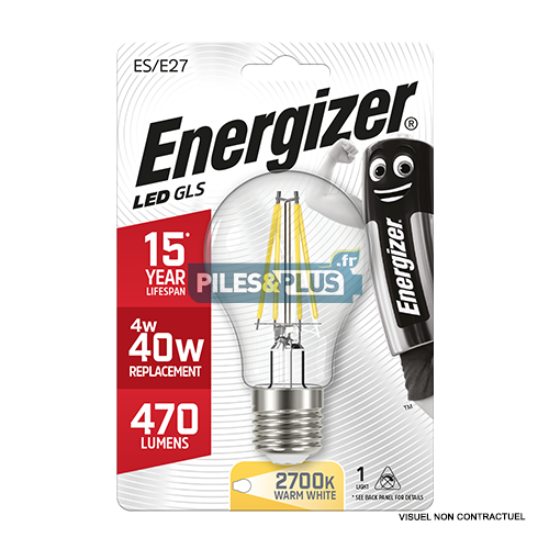 Ampoule LED Standard Filament E27 470lm 4W/40W Energizer BL1