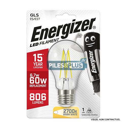 Ampoule LED Standard Filament E27 806lm 6.7W/60W Energizer BL1