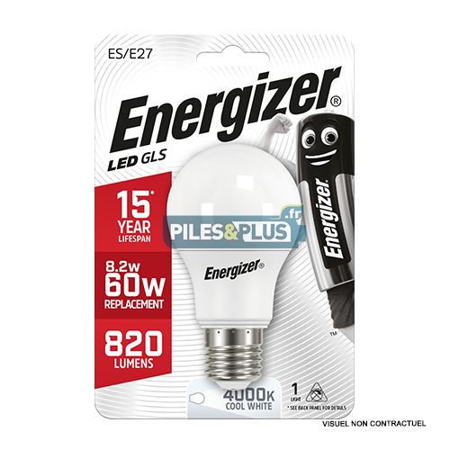 Ampoule LED Standard E27 820lm 8.2W/60W Energizer BL1