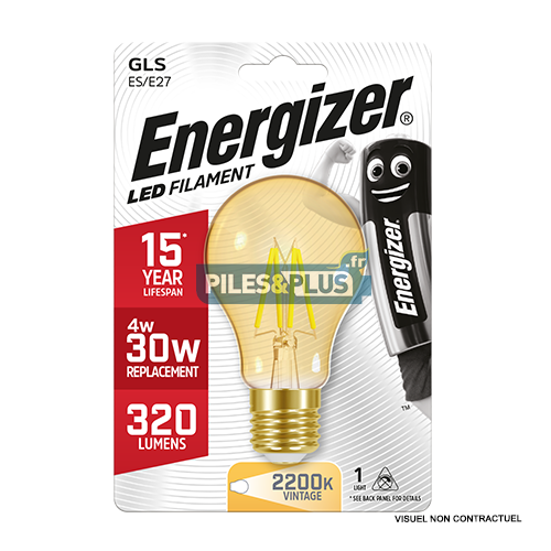 Ampoule LED Standard filament fumé E27 320lm 4W/30W Energizer BL1