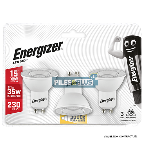 Ampoule LED Spot GU10 230lm 3.1W/35W Energizer BL3