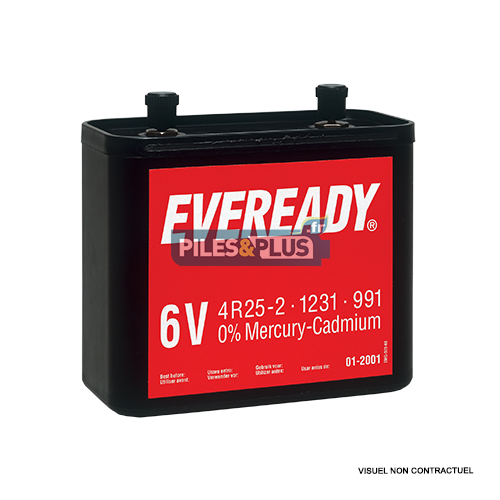 [EV614076] Pile saline 6V plastique pour phare - porto 825 / 4R25-2 Eveready