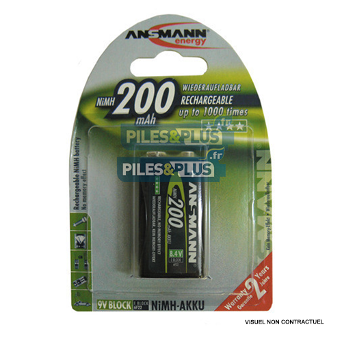 [AN30082] Pile rechargeable 9V NIMH - accu 9V HR622 200mAh Ansmann