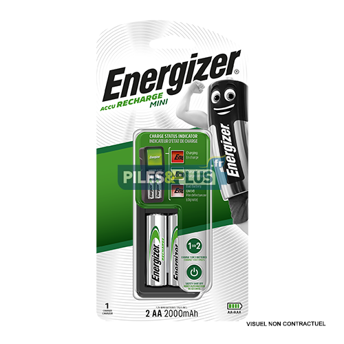 [EN630932] Mini chargeur de piles Energizer + 2 AA HR6 2000mAh incluses