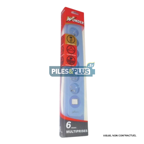 [WOMU119] Bloc Multiprise 6 prises secteur + interrupteur - bleu