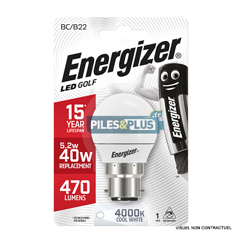 [PO18492] Ampoule LED Sphérique B22 470lm 5.2W/40W Energizer BL1
