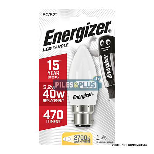 [PO8699] Ampoule LED Flamme B22 470lm 5.2W/40W Energizer BL1