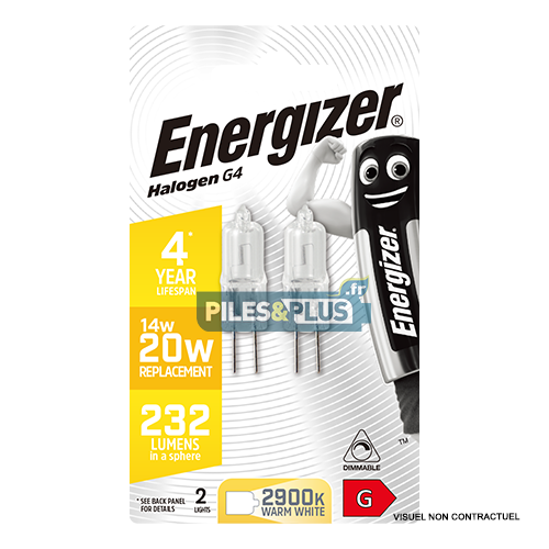 [PO4851] Ampoule ECO Halogène Capsule G4 280lm 16W/20W Energizer BL2