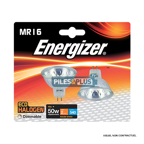 [PO4857] Ampoule ECO Halogène Spot MR16 GU5.3 540lm 40W/50W Energizer BL2