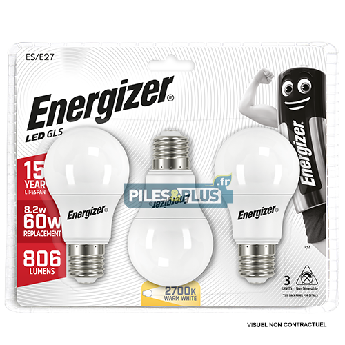 [PO15149] Ampoule LED Standard E27 806lm 8.2W/60W Energizer BL3